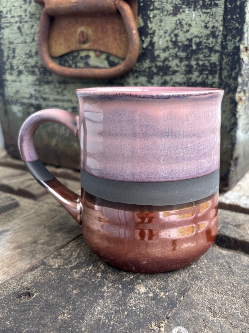 Gibson Brown and Cream Glazed Ceramic Mug
